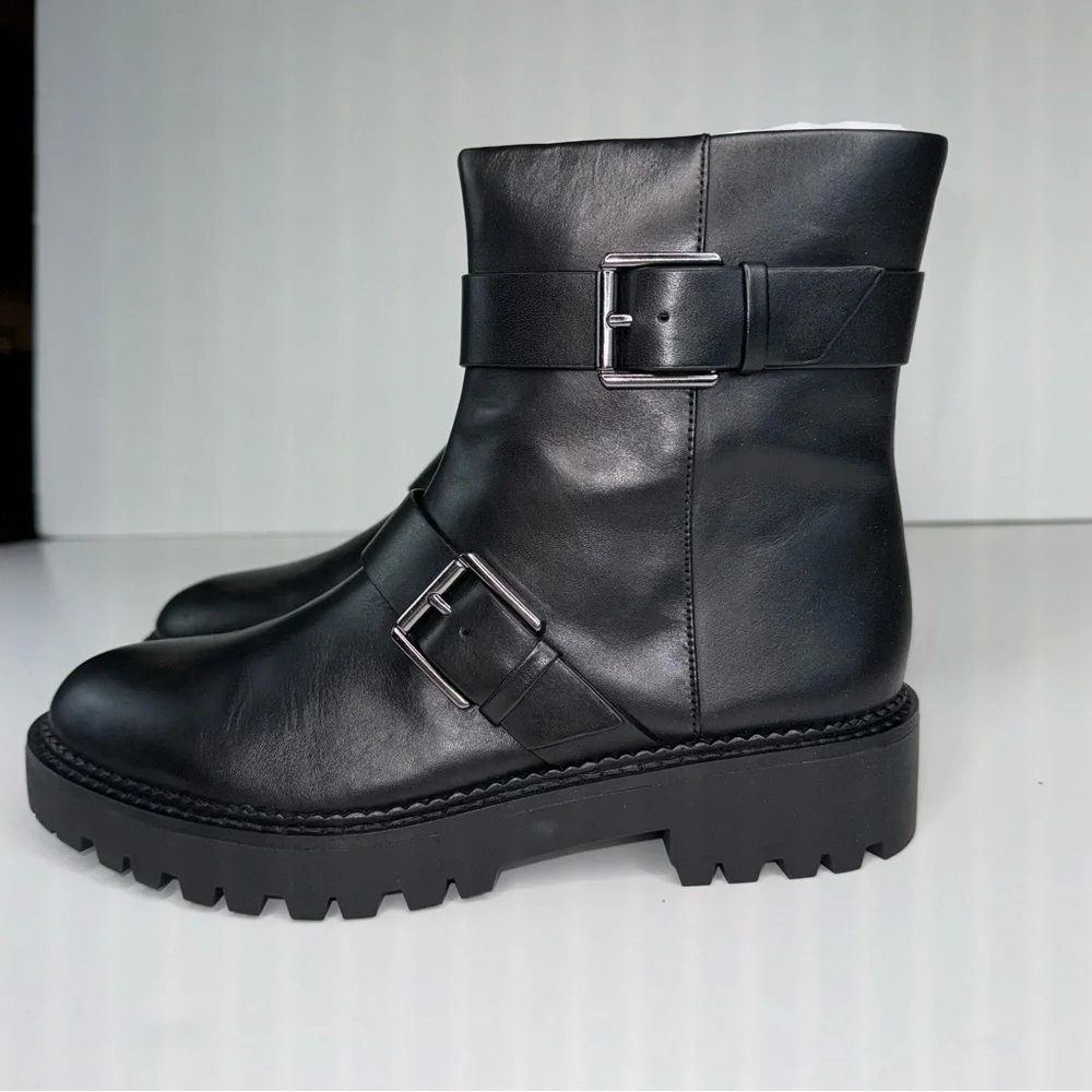 Nordstrom Macombs Water Resistant Moto Boot Leather NEW 8.5 Black